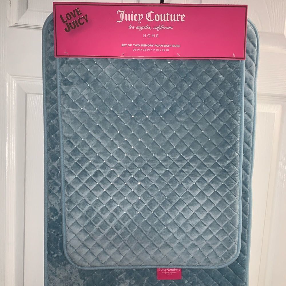 NWT Baby Blue Juicy Couture Set of Two Bath Mats